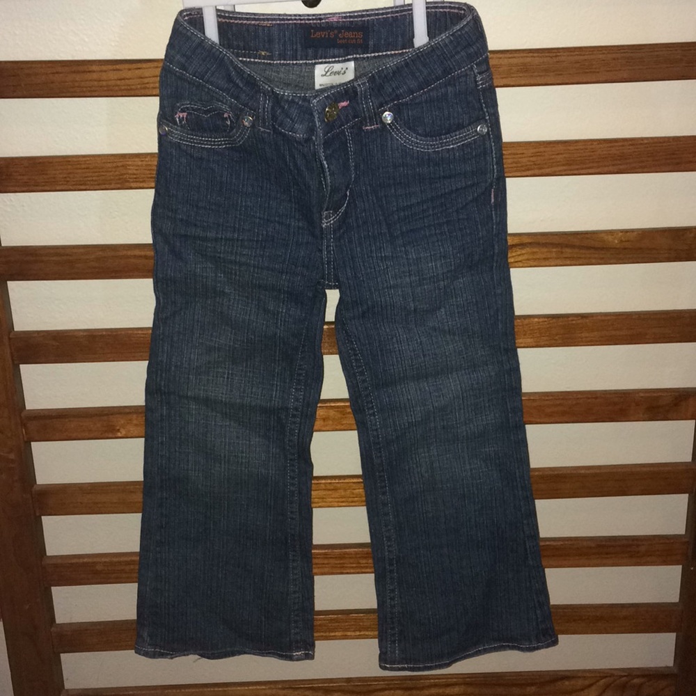 Girls Levi's Jeans w Pink Stitching & Crystals 4